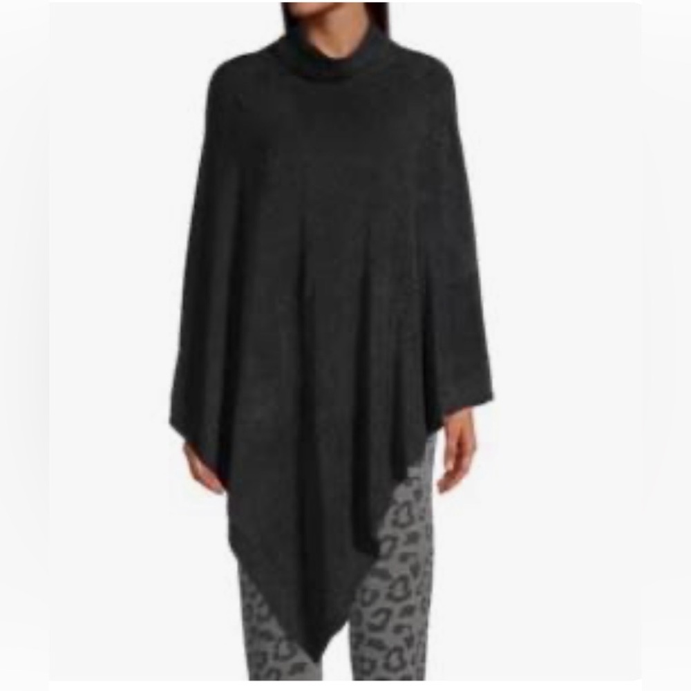 Like New Barefoot Dreams Cozy Chic Lite Asymmetric Cape Turtleneck Poncho